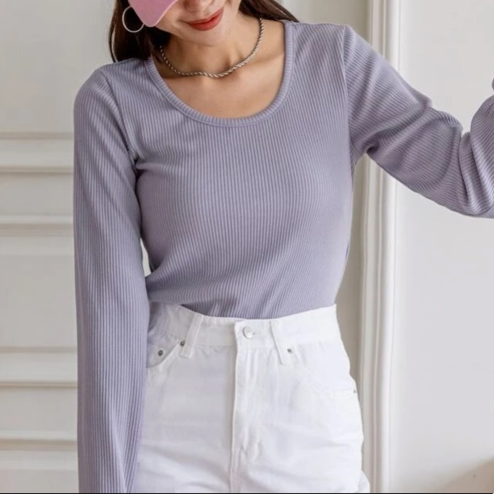 Solid Rib-Knit Tee - Picture 5 of 10